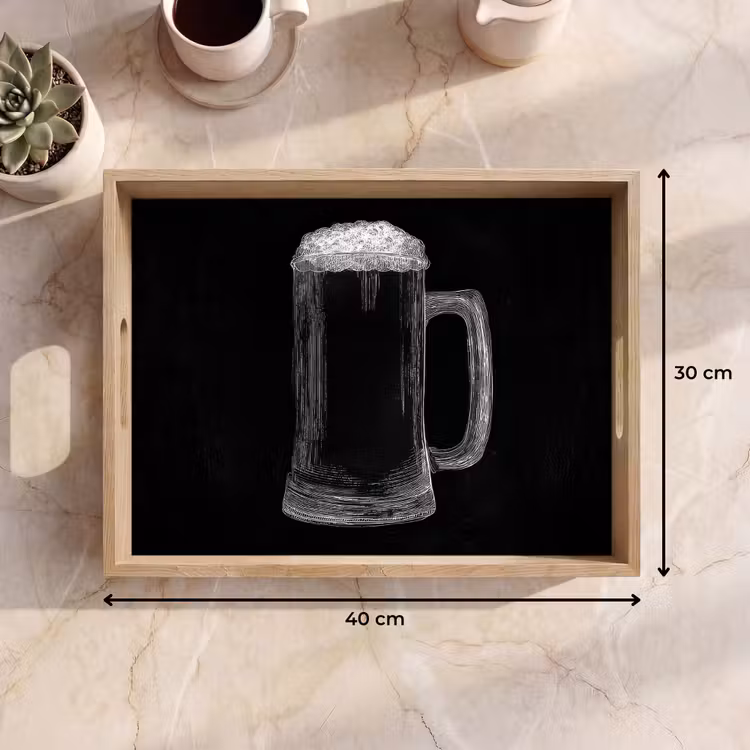 Vassoio - Boccale di birra - Schiuma - Disegno a gesso — 7