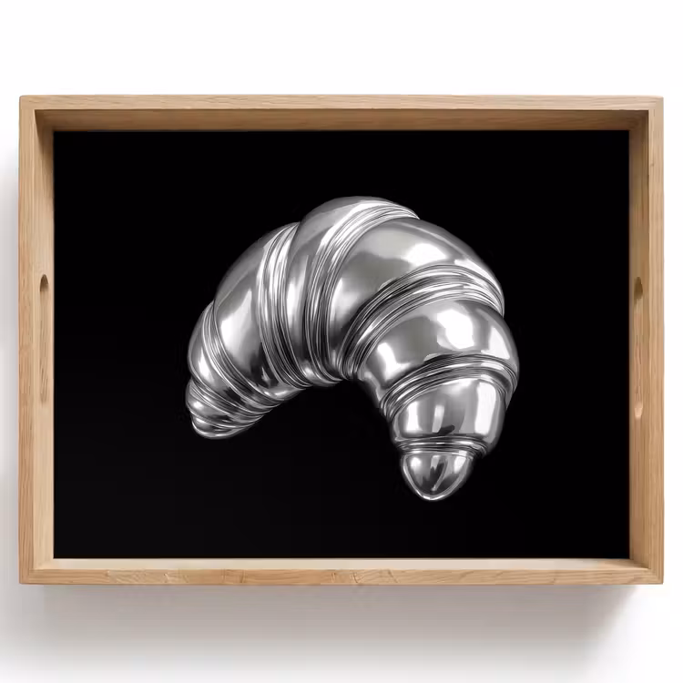 Vassoio - Croissant - Metallo - Argento — 1