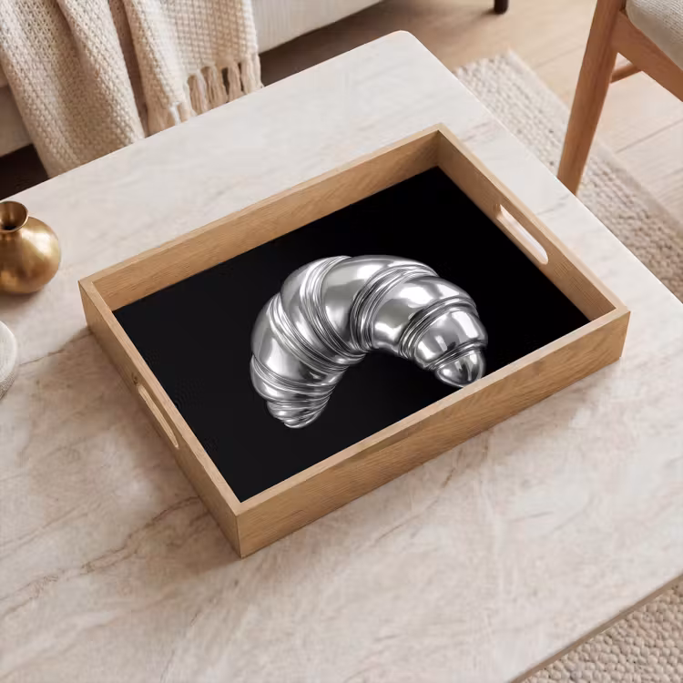 Vassoio - Croissant - Metallo - Argento — 2