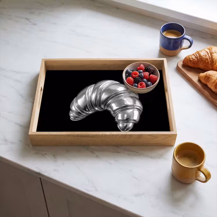 Vassoio - Croissant - Metallo - Argento — 3
