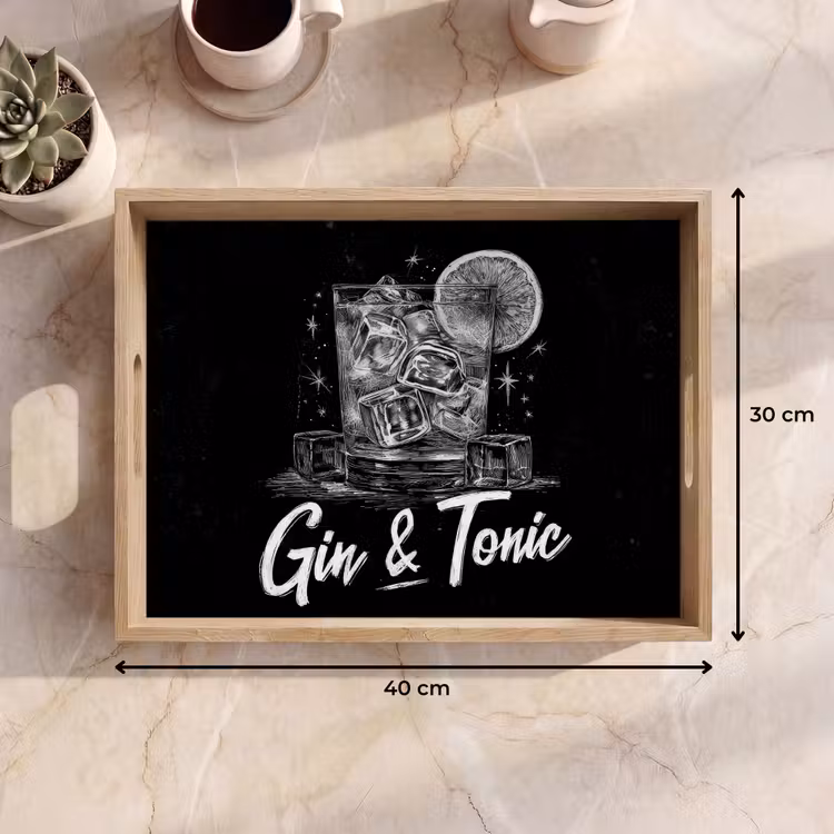 Vassoio - Gin e tonica - Bicchiere - Lime - Cubetti di ghiaccio — 7