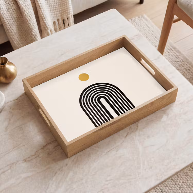 Vassoio - Minimalista - Fiocco nero - Cerchio d'oro — 2