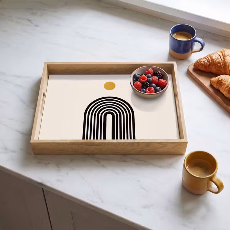 Vassoio - Minimalista - Fiocco nero - Cerchio d'oro — 3