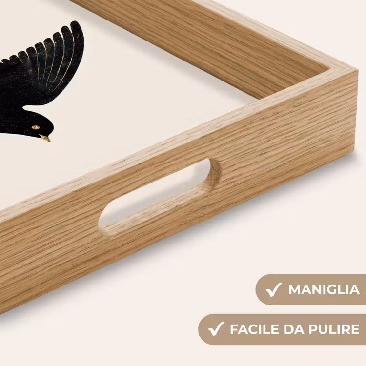 Vassoio - Rondine nera - Accenti dorati - Sfondo chiaro — 8