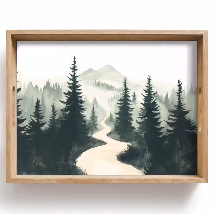 Vassoio - Sentiero - Alberi - Foresta - Illustrazione — 1