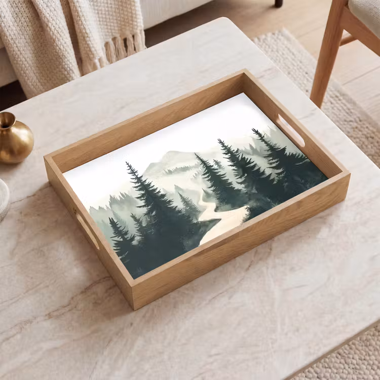 Vassoio - Sentiero - Alberi - Foresta - Illustrazione — 2
