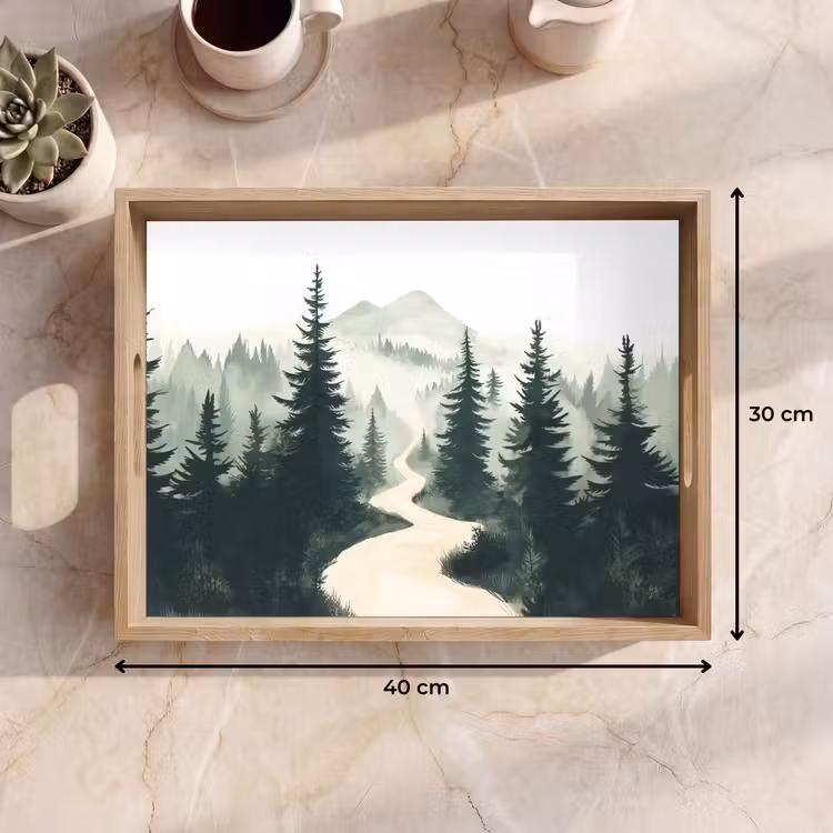 Vassoio - Sentiero - Alberi - Foresta - Illustrazione — 7