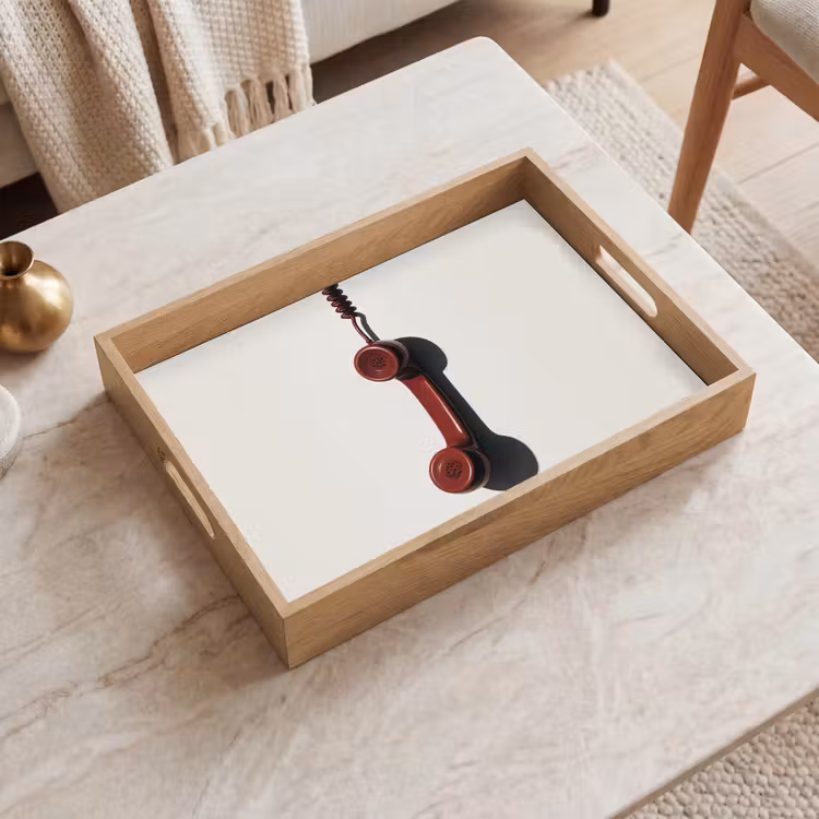Vassoio - Telefono - Cavo - Rosso - Minimalista — 2