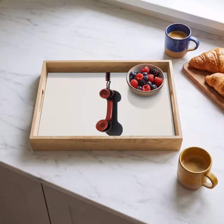 Vassoio - Telefono - Cavo - Rosso - Minimalista — 3
