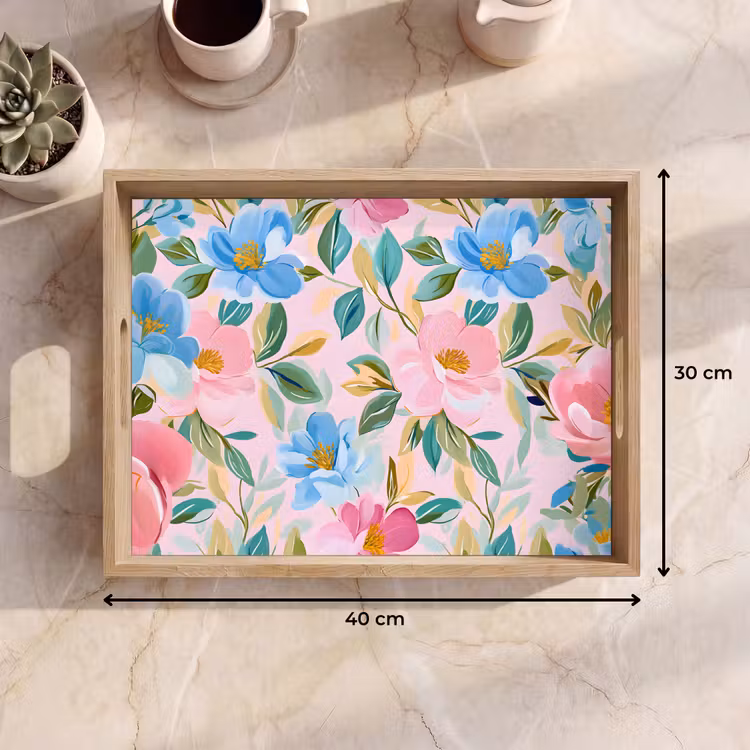 Vassoio - Blu - Rosa - Fiori — 7