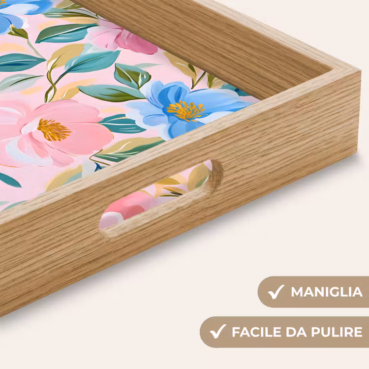 Vassoio - Blu - Rosa - Fiori — 8
