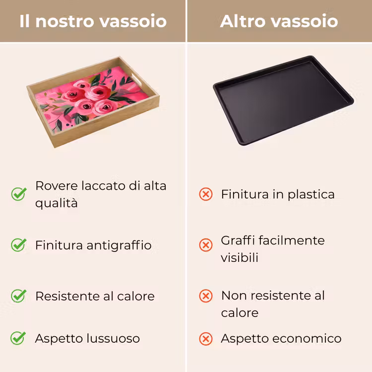 Vassoio - Fiori - Vernice - Rosa — 9
