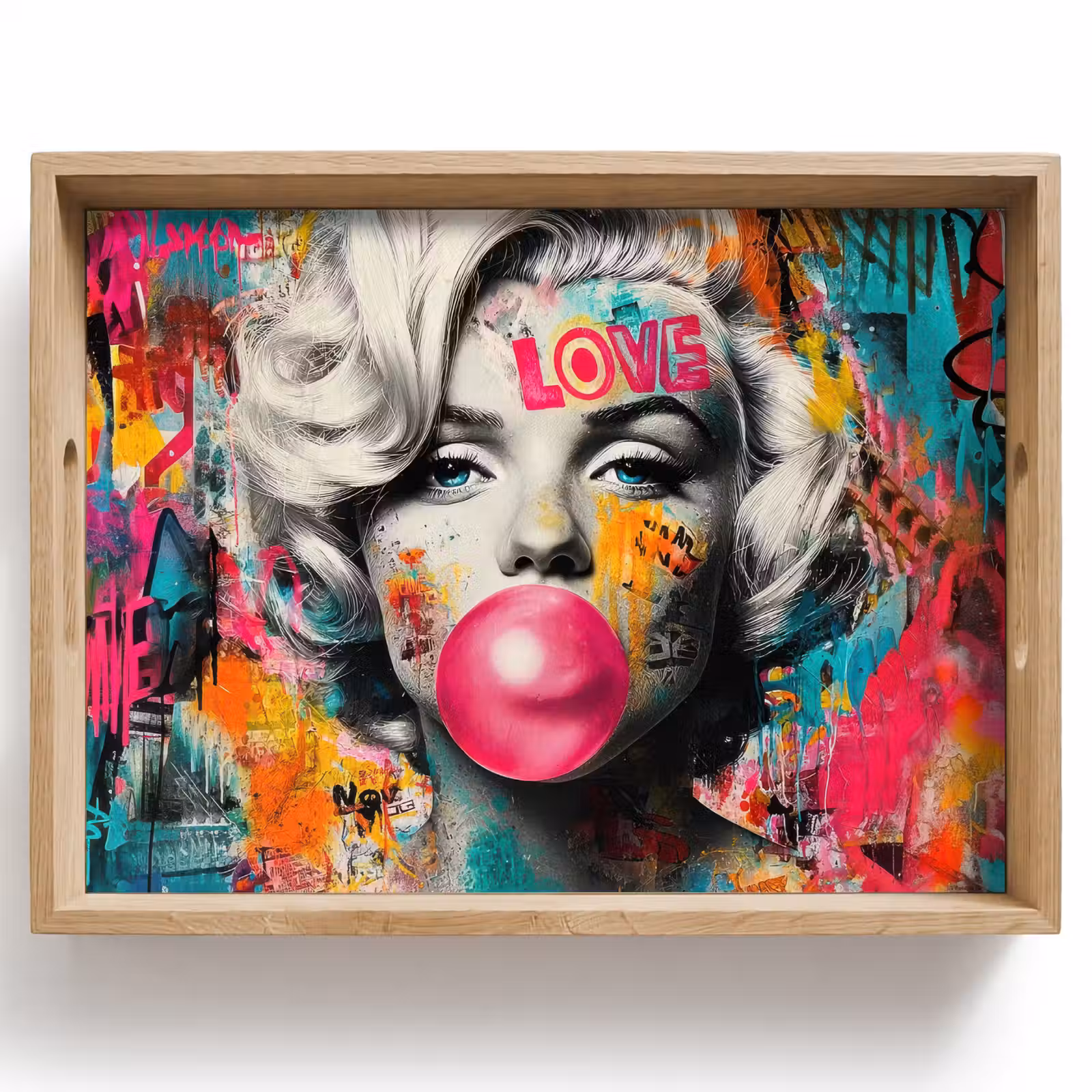 Vassoio - Donna - Gomma da masticare - Graffiti - Colori al neon — 1