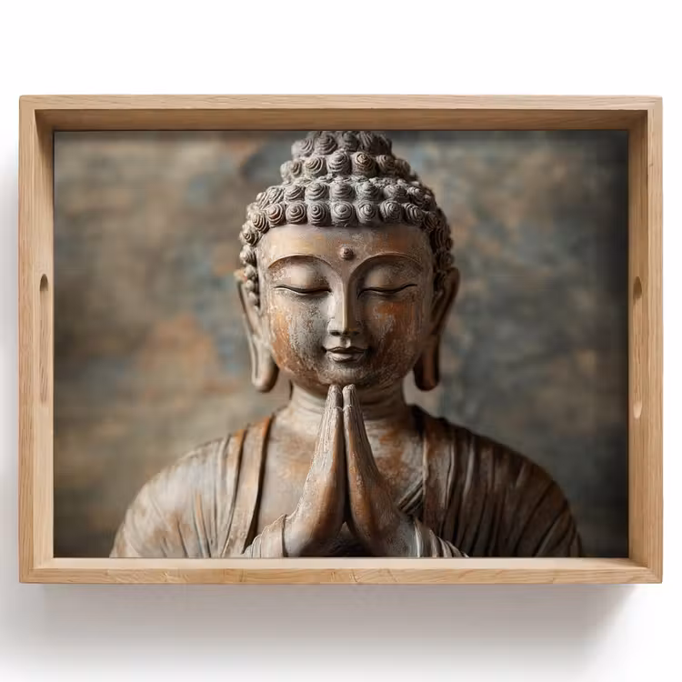 Vassoio - Buddha - Statua - Marrone - Riposo — 1