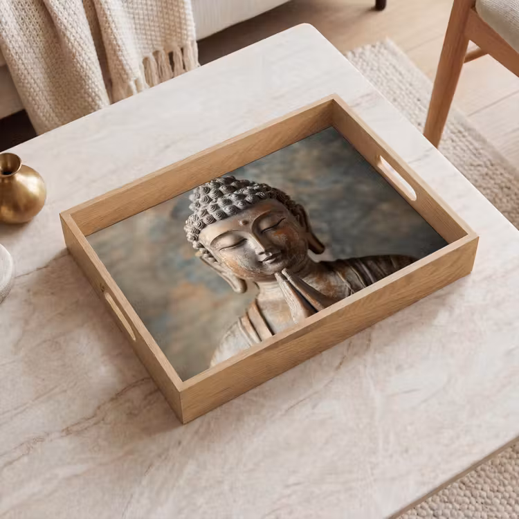 Vassoio - Buddha - Statua - Marrone - Riposo — 2