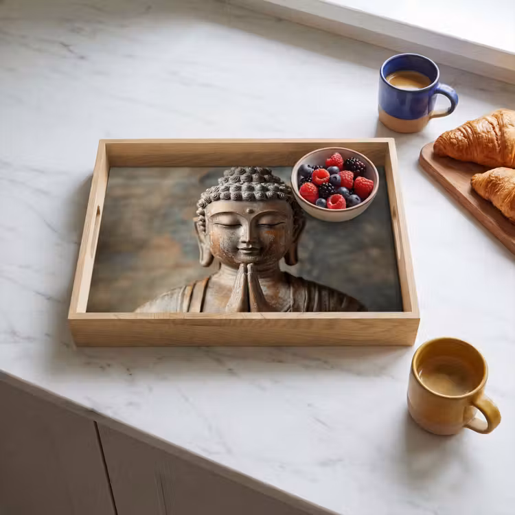 Vassoio - Buddha - Statua - Marrone - Riposo — 3