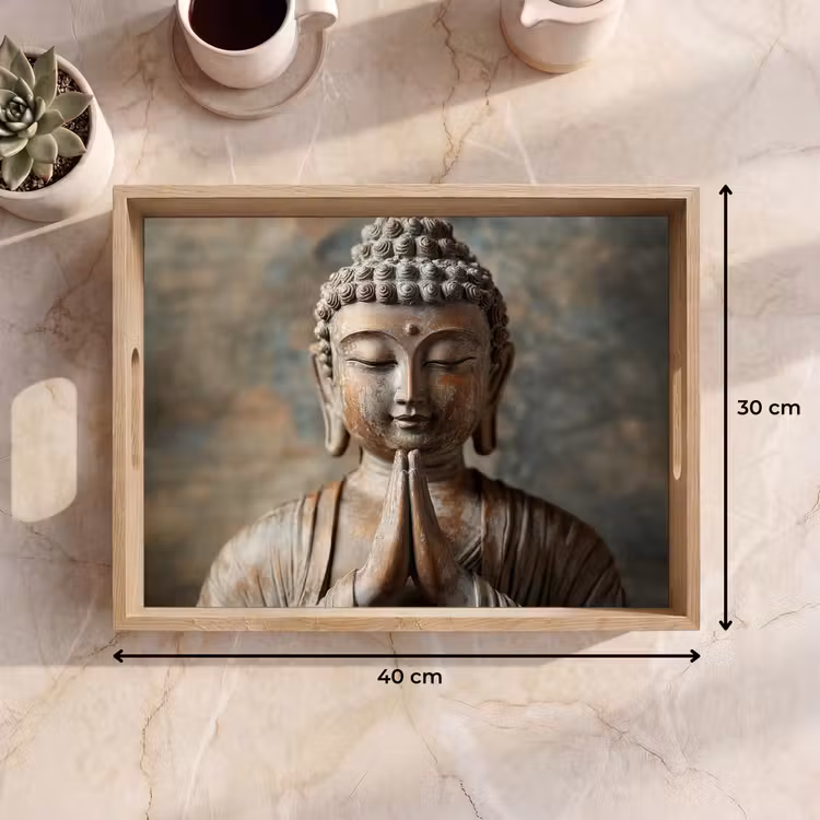 Vassoio - Buddha - Statua - Marrone - Riposo — 7