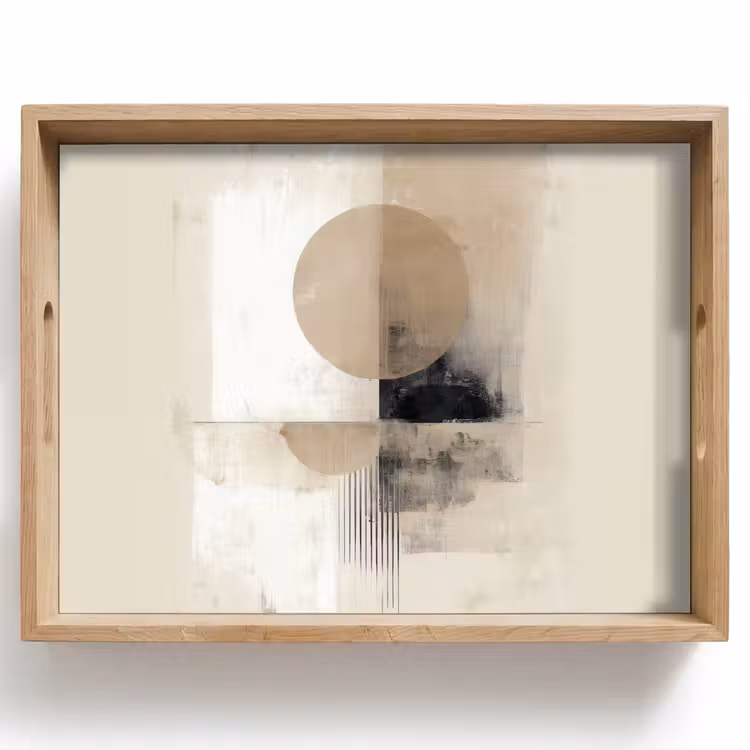 Vassoio - Cerchio - Composizione - Profondità - Beige — 1