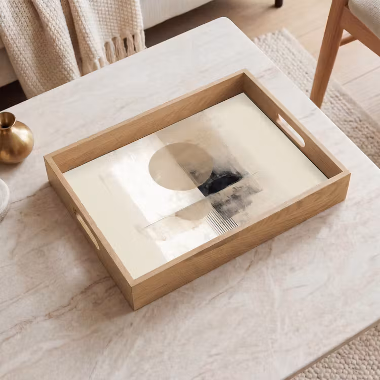 Vassoio - Cerchio - Composizione - Profondità - Beige — 2
