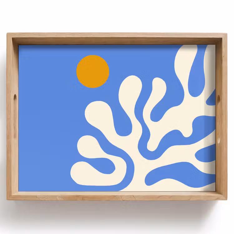 Vassoio - Minimalista - Motivo organico - Blu — 1