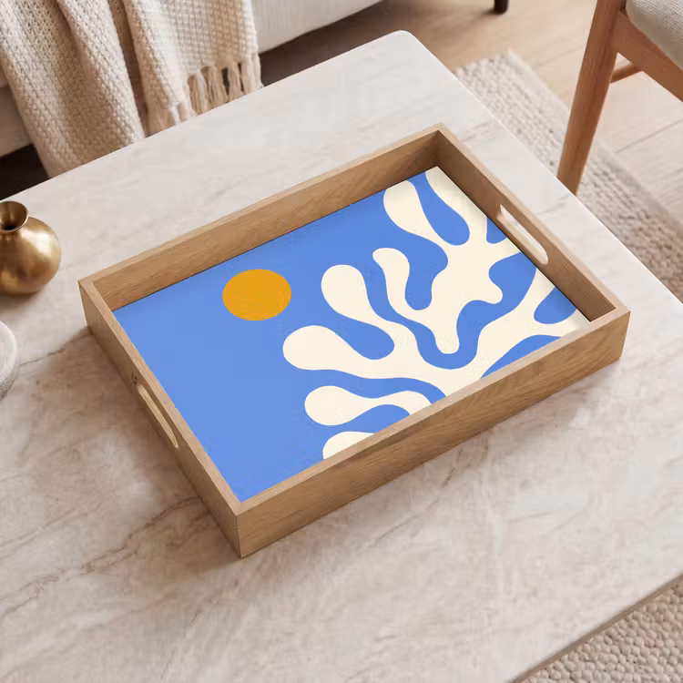 Vassoio - Minimalista - Motivo organico - Blu — 2