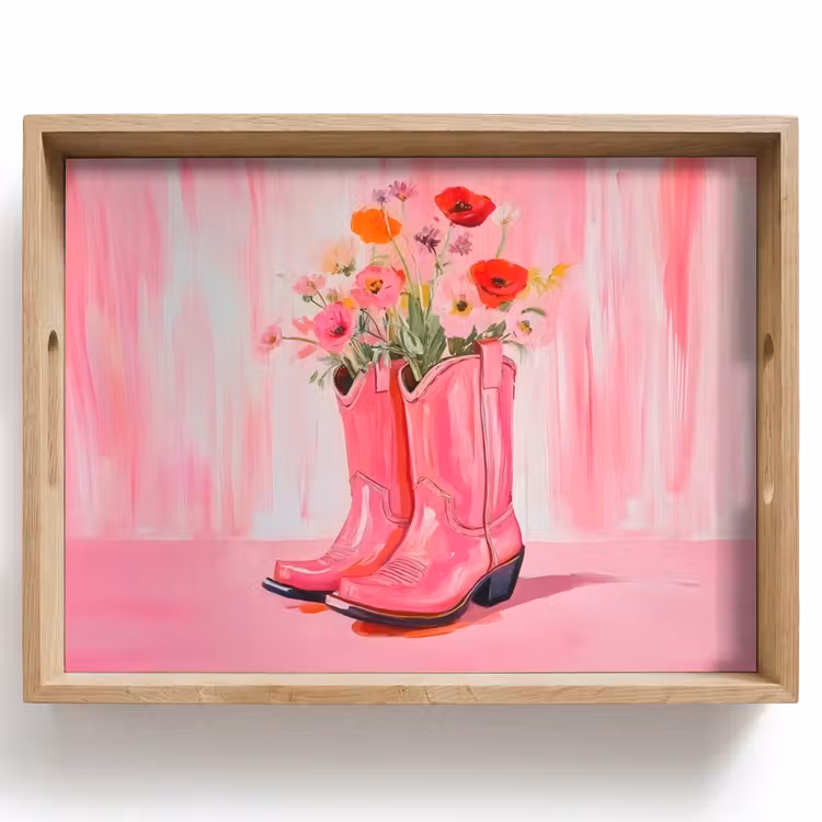Vassoio - Rosa - Fiori - Cowboy — 1
