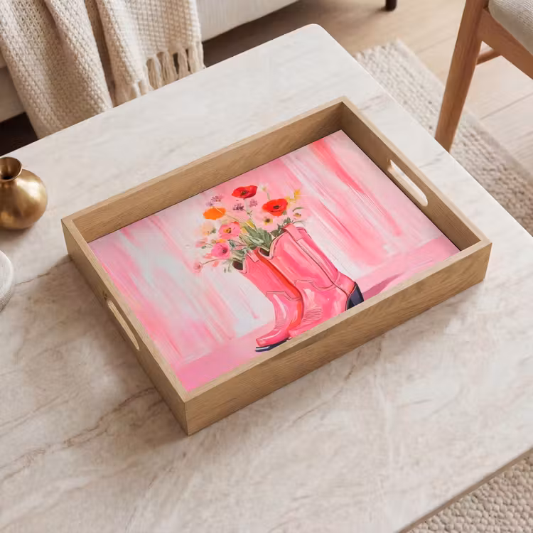 Vassoio - Rosa - Fiori - Cowboy — 2