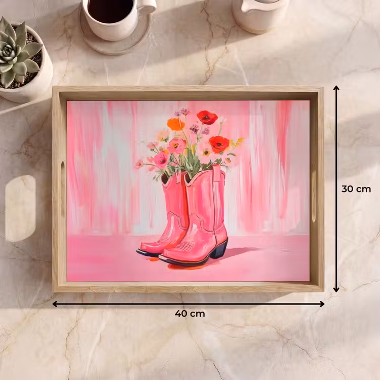 Vassoio - Rosa - Fiori - Cowboy — 7