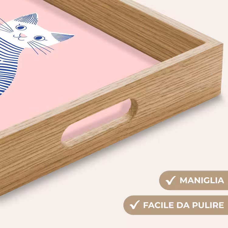 Vassoio - Gatto - Illustrazione - Minimalista - Rosa — 8