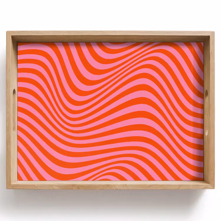 Vassoio - Motivo ondulato - Rosso - Rosa - Linee — 1