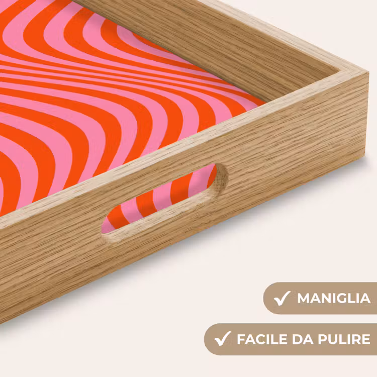 Vassoio - Motivo ondulato - Rosso - Rosa - Linee — 8