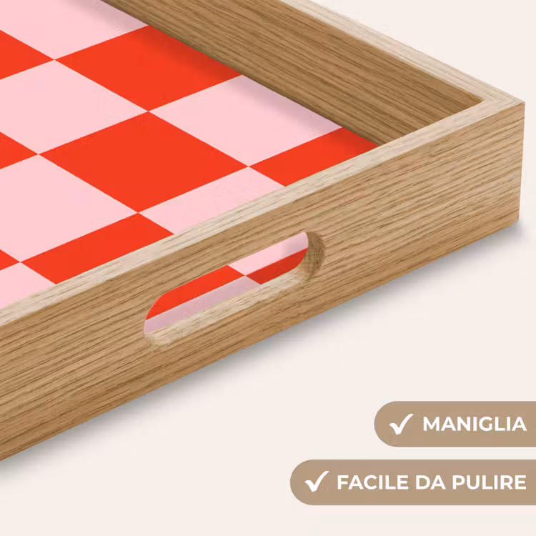 Vassoio - Motivo scacchiera - Rosso - Rosa - Cubi — 8
