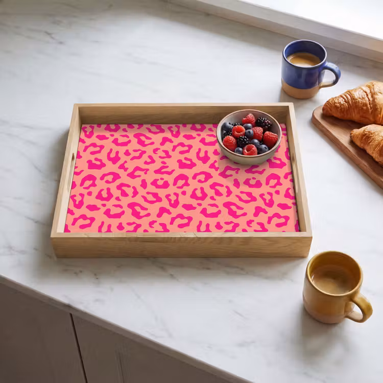 Vassoio - Stampa pantera - Rosa - Stampa animalier - Minimalista — 3