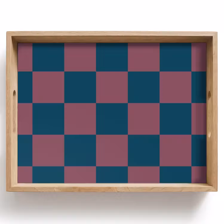 Vassoio - Stampa scacchiera - Blu - Rosso - Cubi — 1
