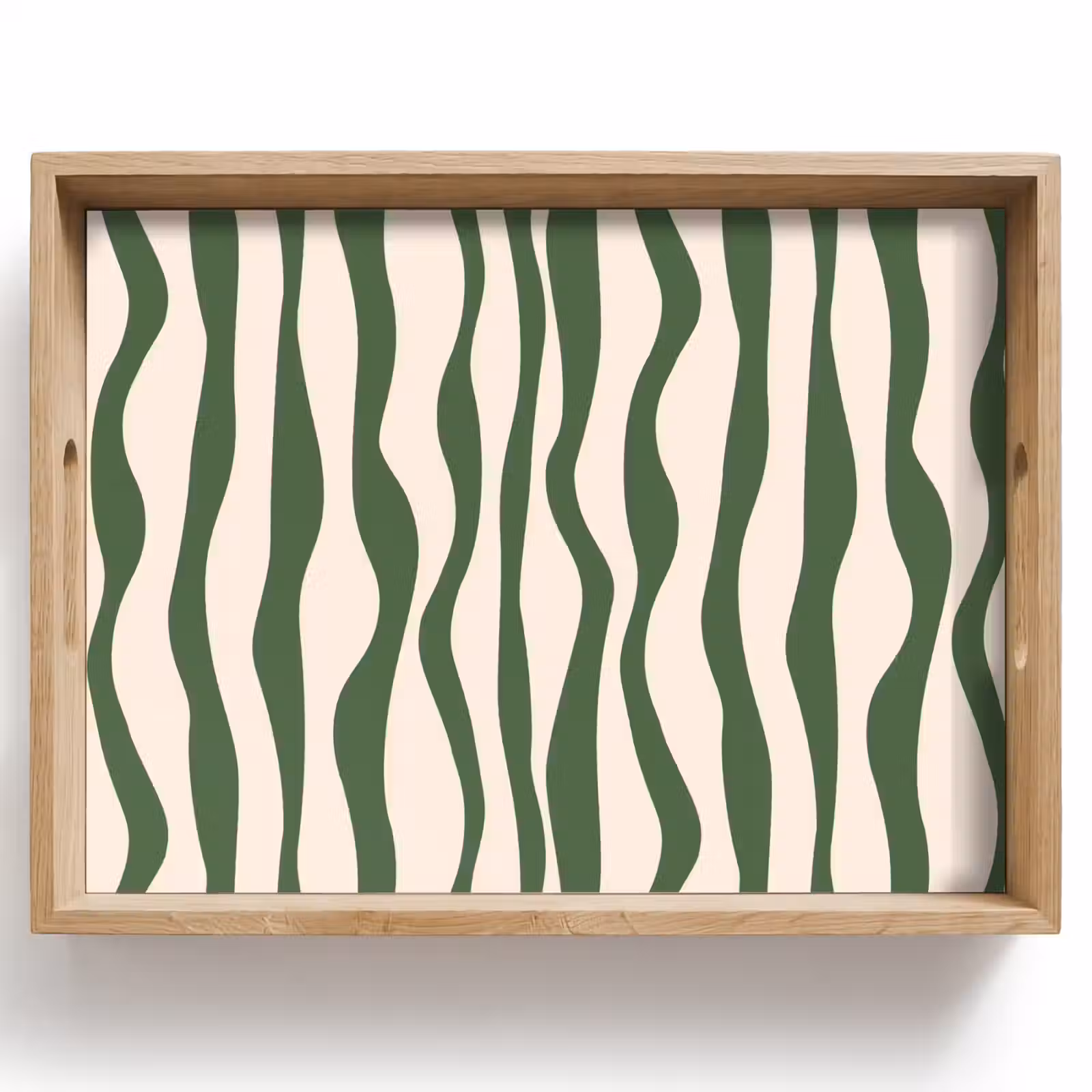 Vassoio - Linee ondulate - Beige - Verde - Strisce - Astratto — 1