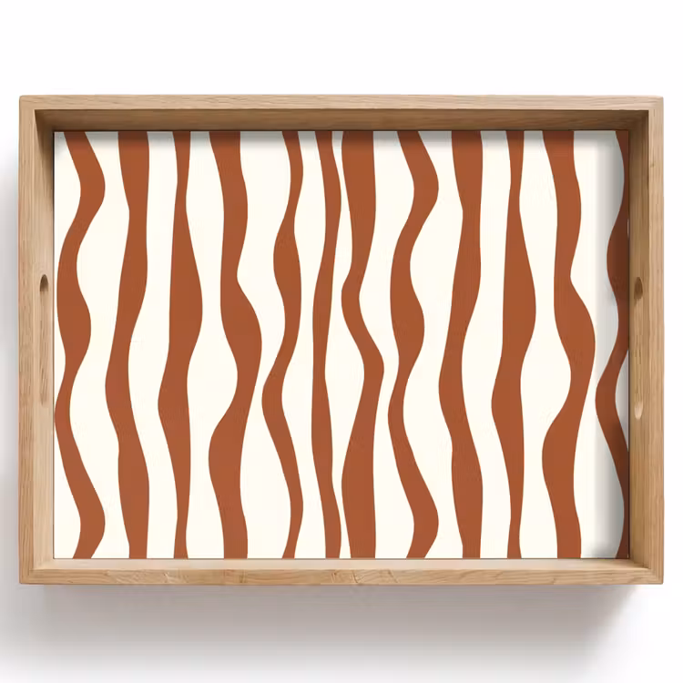 Vassoio - Linee ondulate - Strisce - Beige - Marrone — 1
