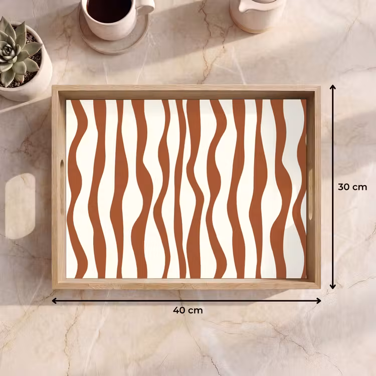 Vassoio - Linee ondulate - Strisce - Beige - Marrone — 7