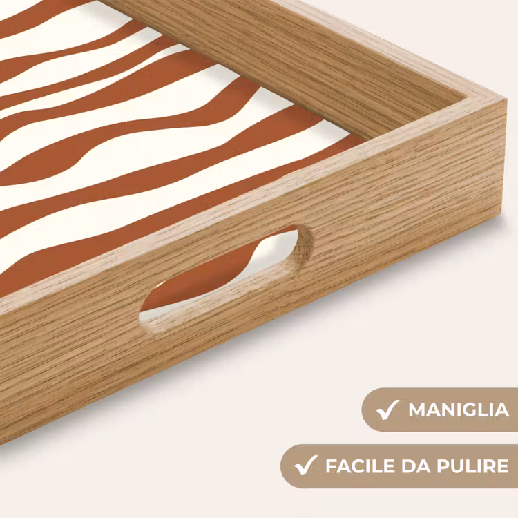 Vassoio - Linee ondulate - Strisce - Beige - Marrone — 8