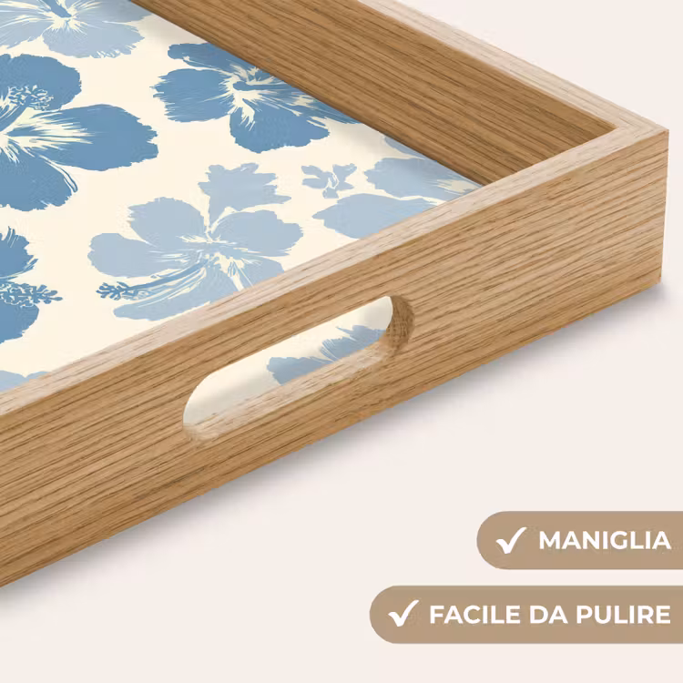 Vassoio - Fiori di ibisco - Blu - Motivo - Tropicale — 8