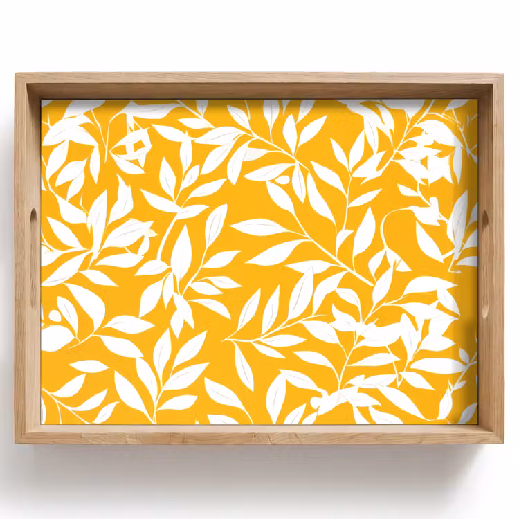 Vassoio - Foglie - Rami - Giallo — 1