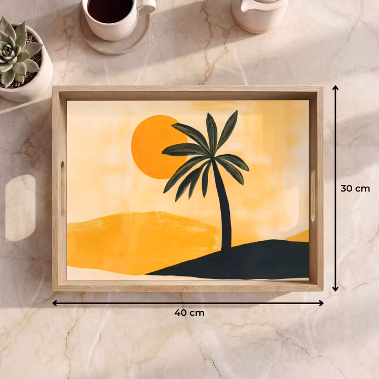 Vassoio - Illustrazione - Palma - Sole - Colline — 7
