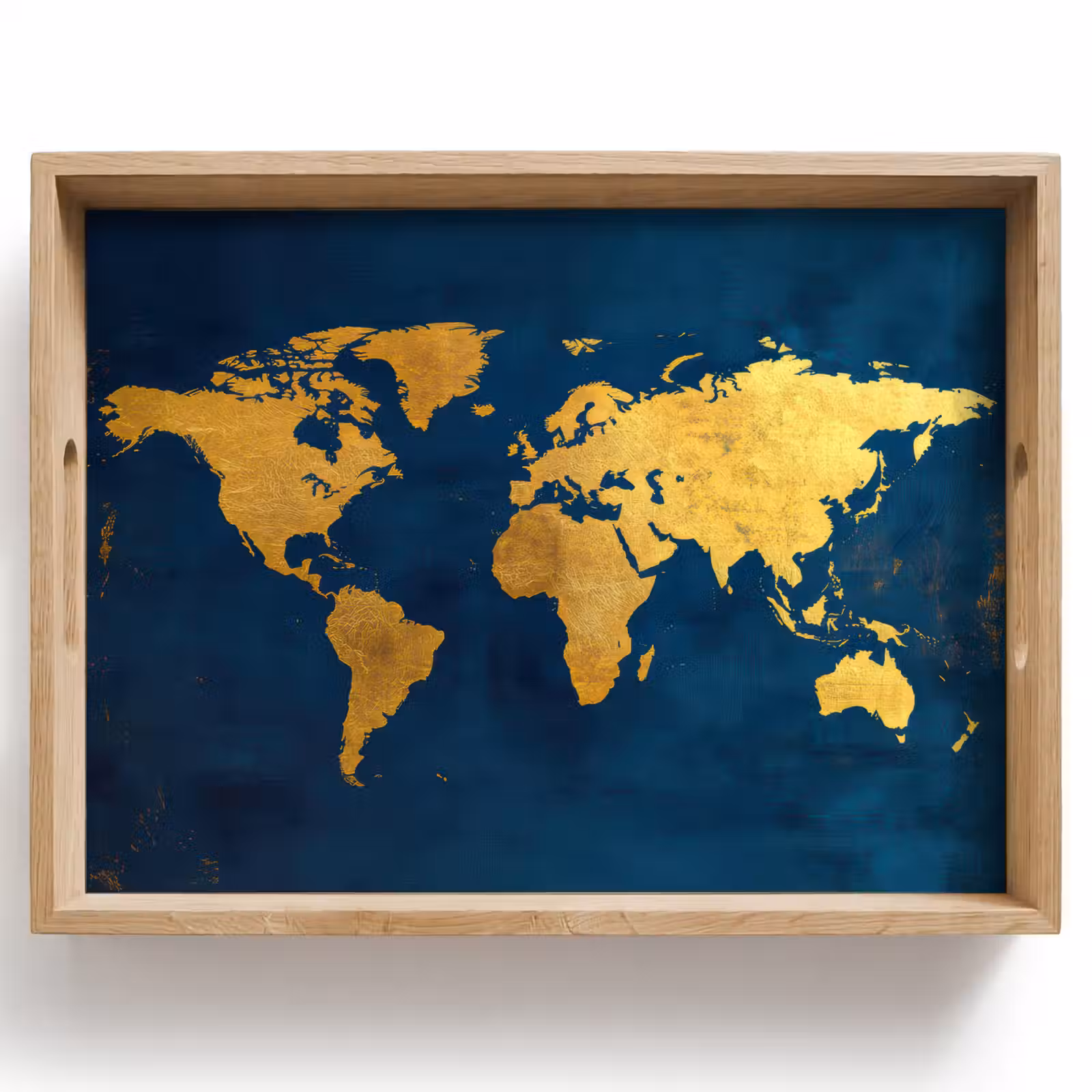 Vassoio - Mappa del mondo - Oro - Blu scuro — 1