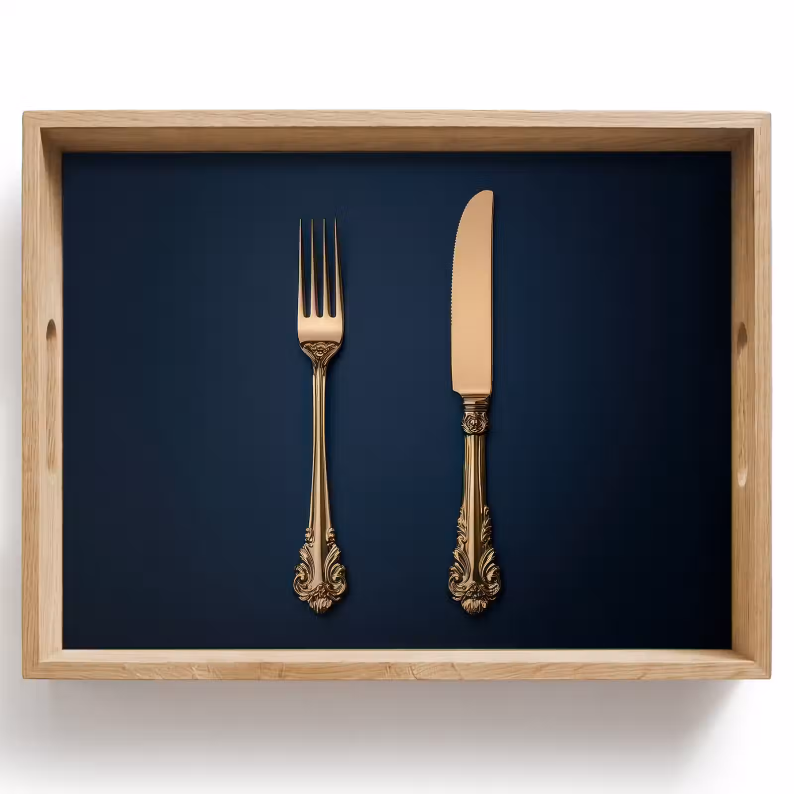 Vassoio - Posate - Blu scuro - Oro — 1