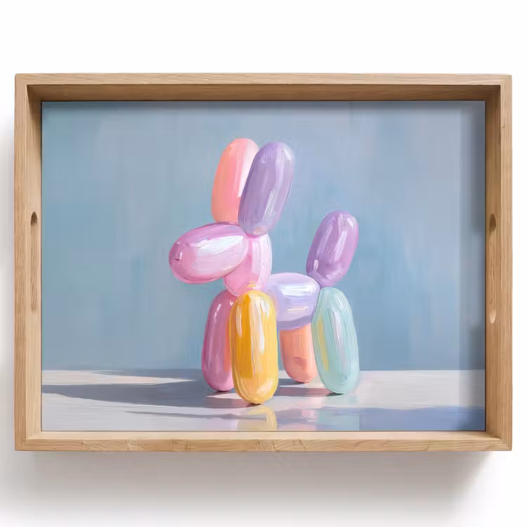 Vassoio - Animale - Palloncino - Tinte pastello - Lucido — 1
