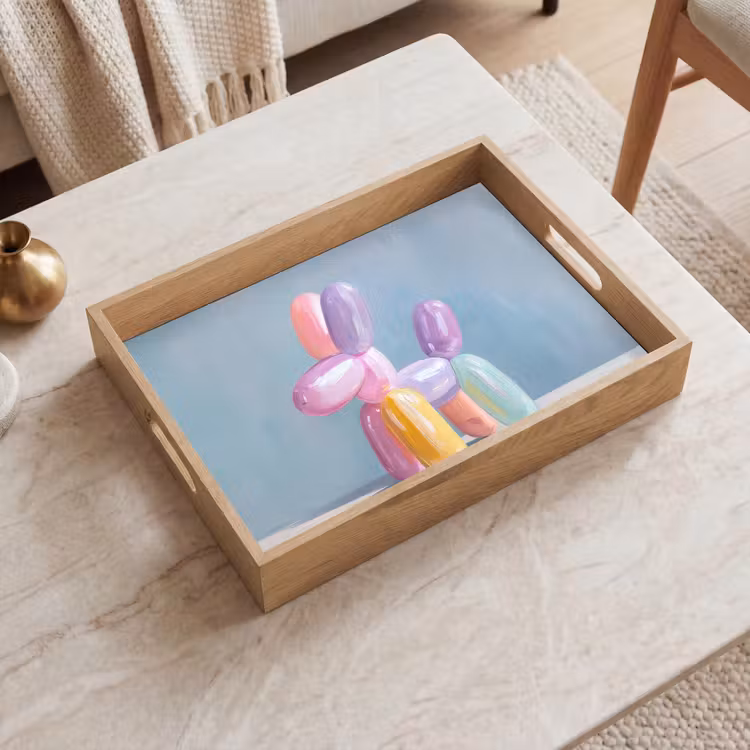 Vassoio - Animale - Palloncino - Tinte pastello - Lucido — 2