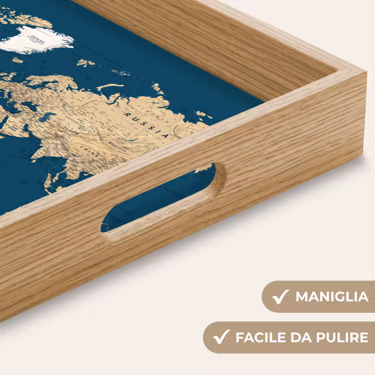 Vassoio - Mappa del mondo - Blu scuro - Beige — 8