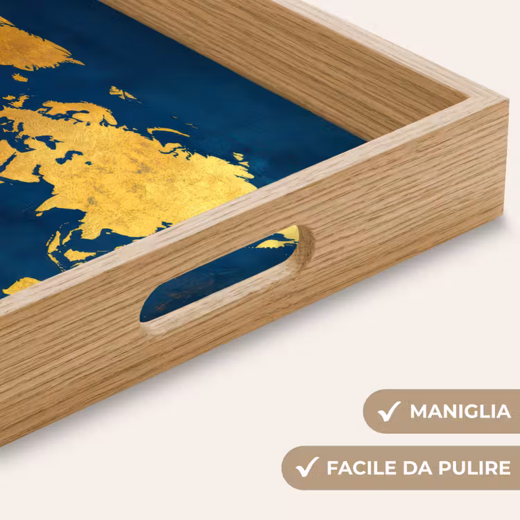 Vassoio - Mappa del mondo - Oro - Blu scuro — 8