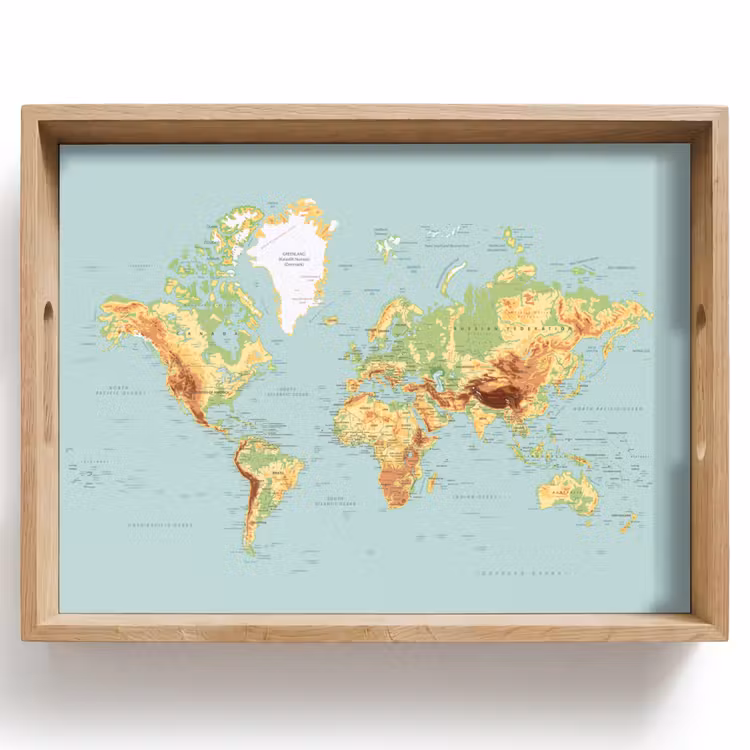 Vassoio - Mappa del mondo - Realistica - Blu — 1