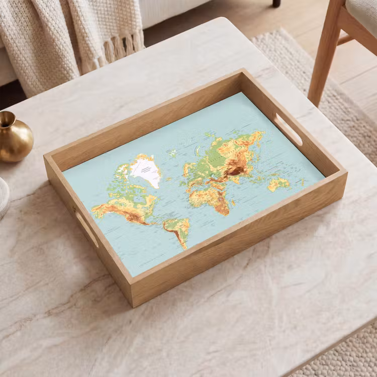 Vassoio - Mappa del mondo - Realistica - Blu — 2