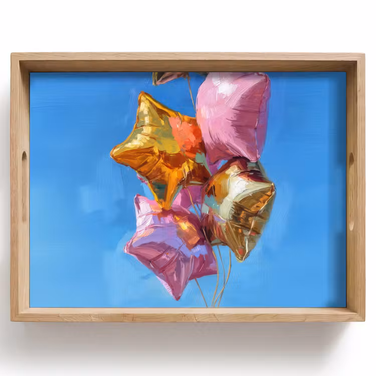 Vassoio - Palloncini - Oro - A forma di stella - Rosa — 1